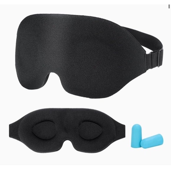 Unbranded Accessories Sleep Mask Black With Ear Plugs Sleep Mask